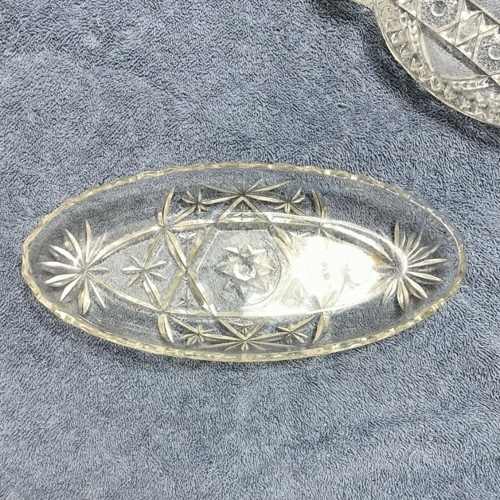 Vintage Anchor Hocking Star Of David Relish Dish ( EAPC ) 8.5 X 4 X 1.25 - Picture 2 of 6